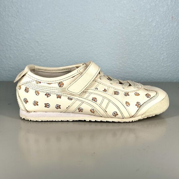 Onitsuka Tiger Shoes Kids Size 2 Mexico 66 Cream Tiger Print Fashion Sneakers - Picture 8 of 16